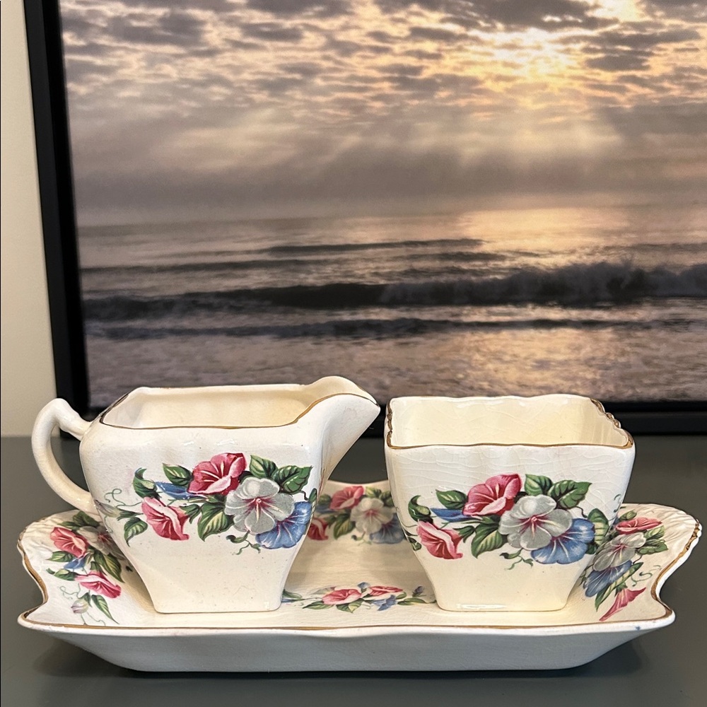 James Kent LTD. Longton 3 piece Creamer and Sugar set.